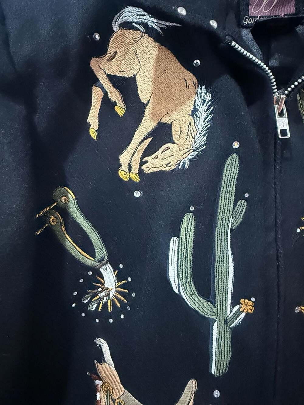 Gordon & James Western Embroidered Wool Jacket Women’s S Black Cowgirl Y2K - Picture 5 of 9